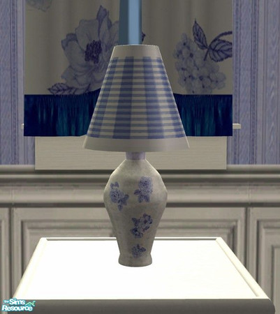 Sims 2 — Sanctuary Bedroom - Lamp by Riverwillows — Relaxing bedroom done is soft blues and florals. Meshes by Sims2Play,