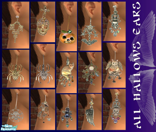 Sims 2 — All Hallows Ears by Ses — A set of Halloween inspired earrings