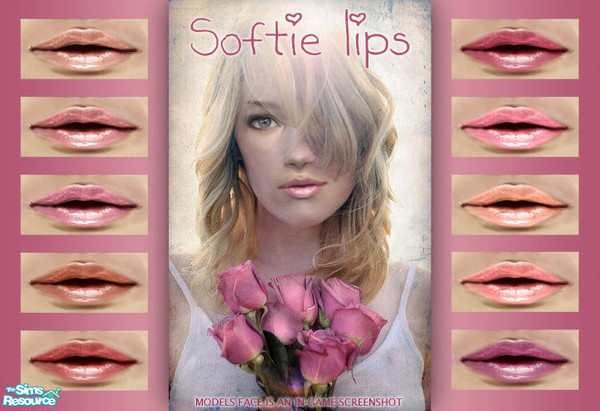 Sims 2 — Softie Lips by 06bek — A set of 10 soft, shimmery lipglosses with open mouth effect.