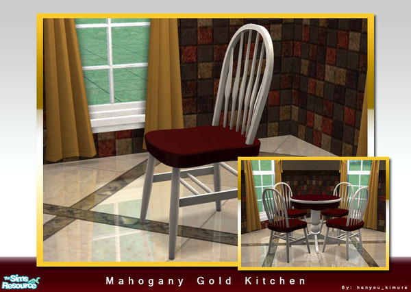 Sims 2 — Mahogany Gold Kitchen Set Part 1 of 2 - Mahogany Gold Chair by hanyou_kimura — Recolor of the Simple Sit Chair