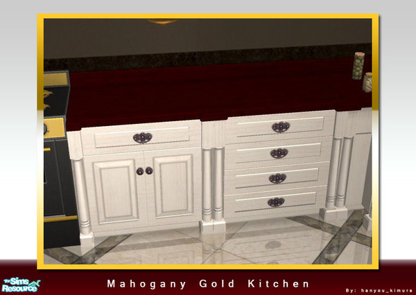 Sims 2 — Mahogany Gold Kitchen Set Part 1 of 2 - Mahogany Gold Chez Moi Counter Top by hanyou_kimura — Recolor of the
