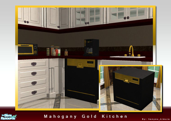 Sims 2 — Mahogany Gold Kitchen Set Part 2 of 2 - Mahogany Dishwasher by hanyou_kimura — Recolor of the Big and Brown