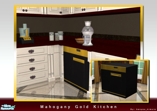Sims 2 — Mahogany Gold Kitchen Set Part 2 of 2 - Mahogany Disposer by hanyou_kimura — Recolor of the Garbage Ninja