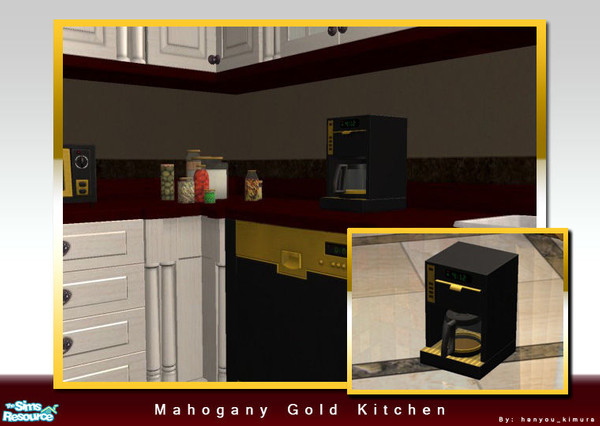 Sims 2 — Mahogany Gold Kitchen Set Part 2 of 2 - Mahogany Coffee Maker by hanyou_kimura — Recolor of the Drip Drip Drip