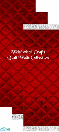 Sims 2 — Quilted Red Set by WelshWitch — Deep red shiny walls, with quilted effect. 6 coloured sets in all, with carved