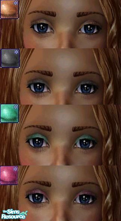 Sims 2 — 4 Shiney Eyeshadows [Set] by nancinator505 — Here are 4 shiney eyeshadows made by me! There is orange, dark