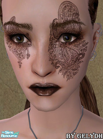 Sims 2 — Paisley Print Costume Makeup - Eudialyte by gelydh — Costume makeup in a paisley pattern, available for both