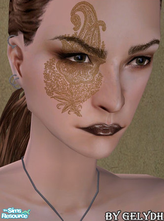 Sims 2 — Paisley Print Costume Makeup - Agate by gelydh — Costume makeup in a paisley pattern, available for both genders