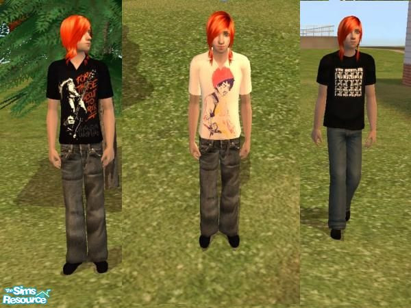 Sims 2 — Rock Set by binky13 — Three outfit for boys featuring different classic rock groups. 