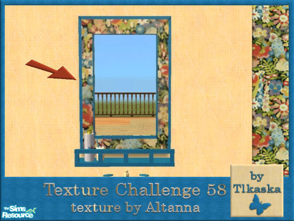 Sims 2 — TC58 Altanna\'s Bathroom - Mirror (mirror) by tlkaska — This blue and yellow bathroom with bright floral accents