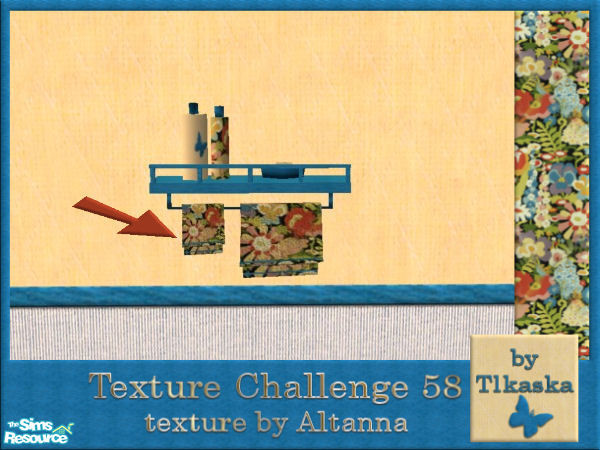 Sims 2 — TC58 Altanna\'s Bathroom - Bathshelf Deco by tlkaska — This blue and yellow bathroom with bright floral accents