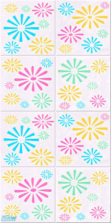 Sims 2 — Flower Power Tiled Wall by KalicoKat — Bring the 60's back to your sim's home with this colorful tiled wall.