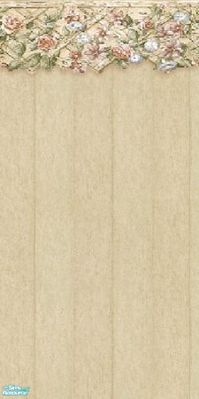 Sims 2 — Blooming Trellis - Light Wood by Yizzi — Light wood wall with floral trellis