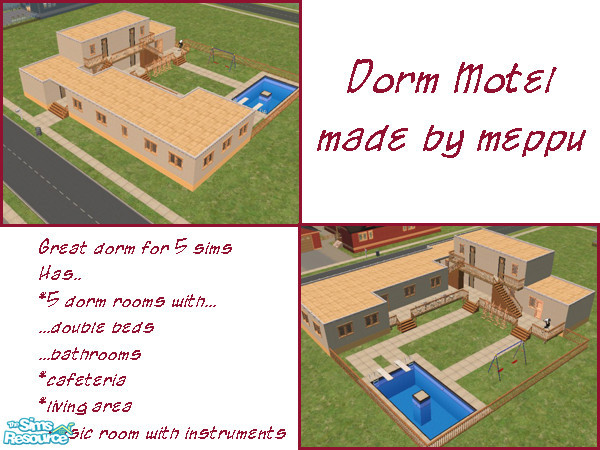 Sims 2 — Dorm Motel by meppu — This dorm used to be motel, but when the owner died, it was made to dorm for University