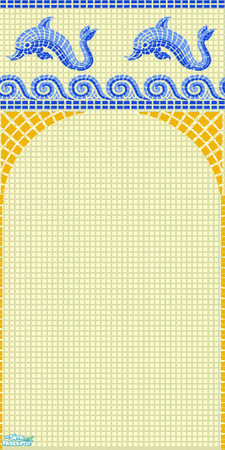 Sims 2 — The Elegant Sea Tile Wall by scarredpinky — This is a mosiac wall with elegant jumping dolphins.