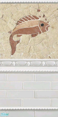 Sims 2 — Fish decorated wall by viwsim — A fish decorated wall for your bathroom. I have also uploaded a neutral wall