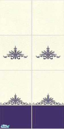 Sims 2 — Blue 'n creamy by viwsim — A blue and cream coloured tile wall with low border. Seamless.