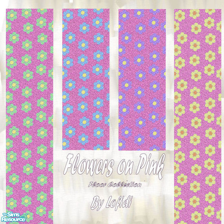 Sims 2 — Flowers on Pink by lofidi — Flowers of different colors over a pink carpet, very good for a girls bedroom.