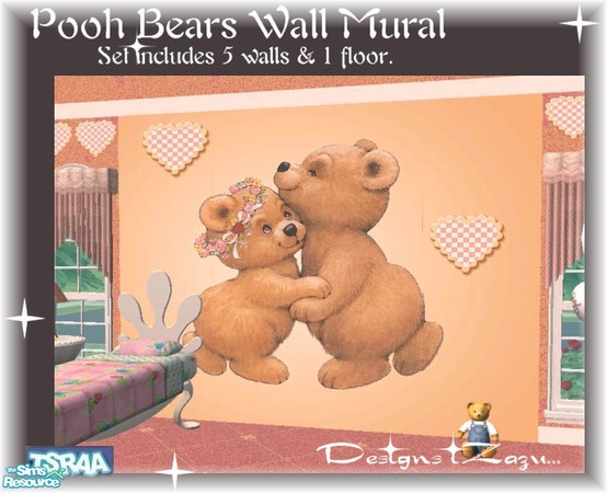 2 — Pooh Bear Wall Mural by iZazu — Pooh Bear Wall Mural includes 5 walls and 1 floor. I refer to all bears as