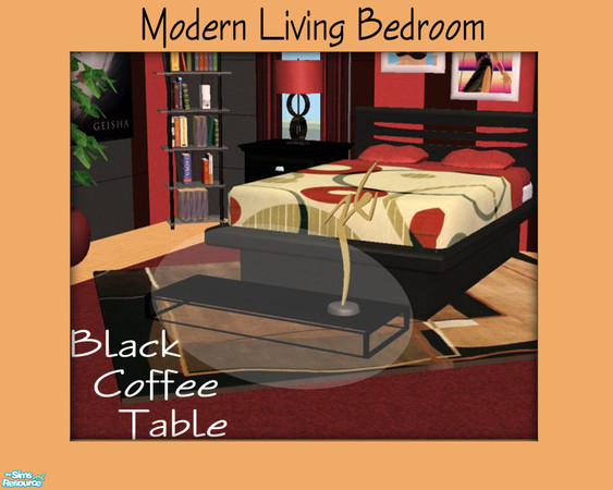 Sims 2 — Black Coffee Table by Shakeshaft — Part of the Modern Living Bedroom Set, Black Coffee Table, you will need the