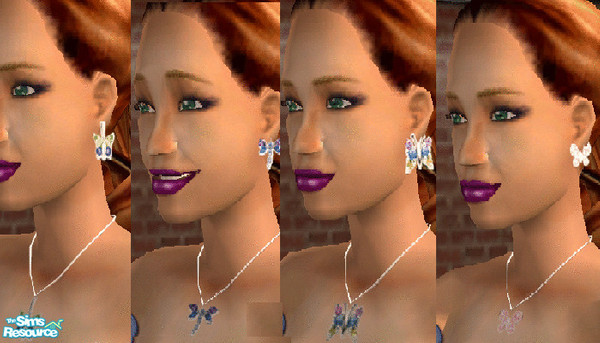 Sims 2 — Butterflies by janicap — Matching earrings and pendants