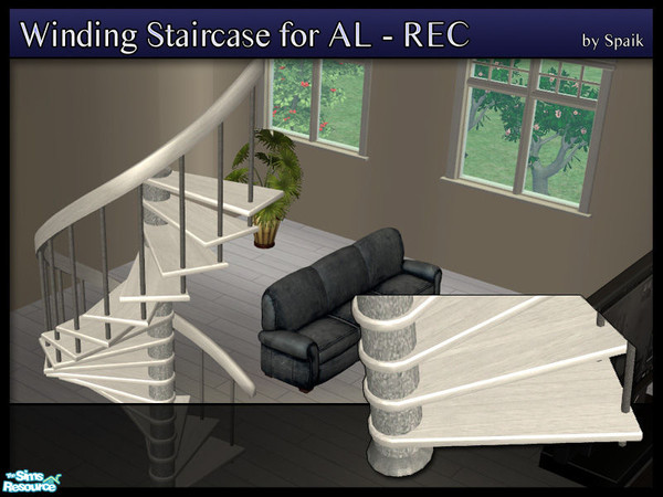 Sims 2 — Winding Stairs for AL - White Wood REC by Spaik — Recolour in white wood of my new spiral staircase, in the same