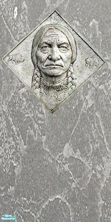 Sims 2 — Black marble deco 2 by viwsim — Black marble with native american. Seamless.