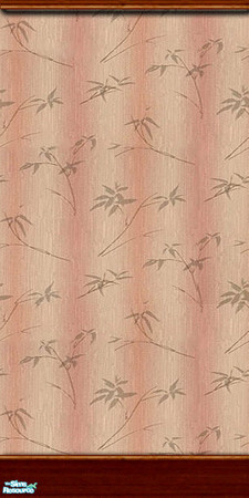 Sims 2 — am_asianplantpanel03 by Cruella — Asian wall with moulding. Featuring oriental coral with leaves wallpaper.