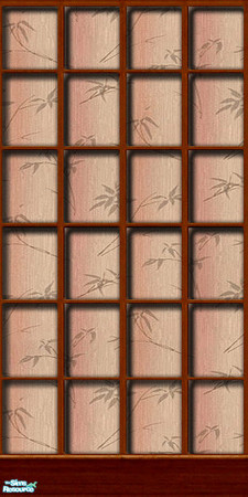 Sims 2 — am_asianplantpanel01 by Cruella — Asian wall with full wood paneling. Featuring oriental coral with leaves