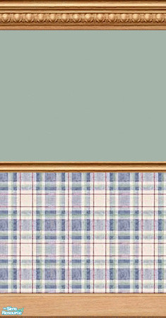 Sims 2 — The Plaid Collection - Plaid wall 4 by fizz bomb — A plaid and sage green wall with wood moldings for your