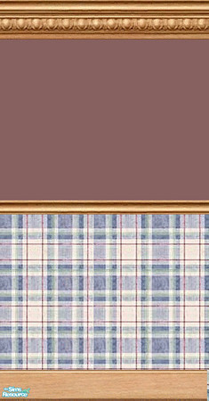 Sims 2 — The Plaid Collection - Plaid wall 2 by fizz bomb — A plaid and rusty pink wall with wood moldings for your