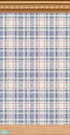 Sims 2 — The Plaid Collection - Plaid wall 1 by fizz bomb — A plaid wall with wood moldings for your palatial castles