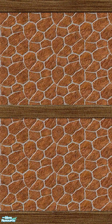 Sims 2 — Terracotta Fieldstone 06 by Shakeshaft — Part of a set of 7 walls of Terracotta Fieldstone, with various wood