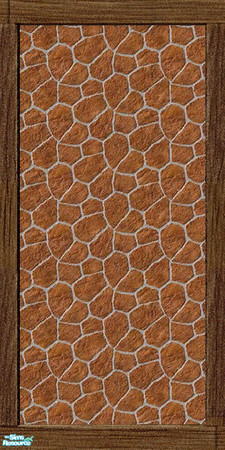 Sims 2 — Terracotta Fieldstone 05 by Shakeshaft — Part of a set of 7 walls of Terracotta Fieldstone, with various wood