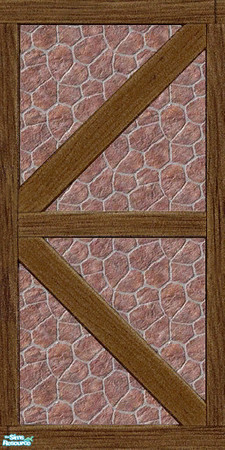 Sims 2 — Dusty Rose Fieldstone 03 by Shakeshaft — Part of a set of 7 Dusty Rose Fieldstone Walls with various wood