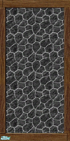 Sims 2 — Charcoal Fieldstone 05 by Shakeshaft — Part of a set of 7 walls of Charcoal Fieldstone, with various wood