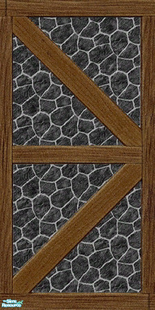 Sims 2 — Charcoal Fieldstone 02 by Shakeshaft — Part of a set of 7 walls of Charcoal Fieldstone, with various wood