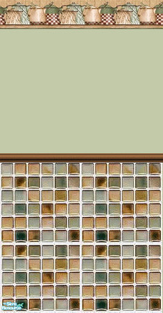 Sims 2 — Kitchen - Green mosaic tile with kettle  by fizz bomb — Green mosaic tile with Kettle border TSRAA