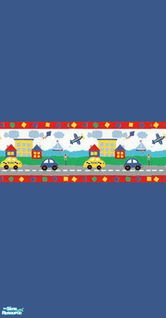 Sims 2 — Boys Room - car border by fizz bomb — The Blue from the alphabet set matches blue carpet TSRAA