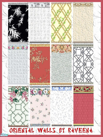 Sims 2 — Oriental Walls by Raveena — Colorful, unusual and just plain pretty is a good description for these typical