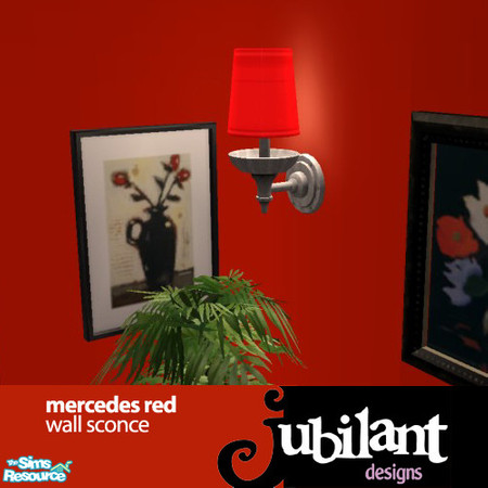 Sims 2 — Mercedes Red Wall Sconce by Jubilant — This file includes the red shade and the silver base. If you delete one