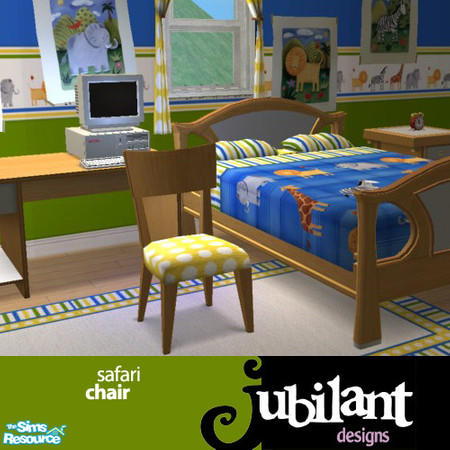 Sims 2 — Safari Chair by Jubilant — Safari chair has the yellow with polka-dots seat and the wood frame matches the Maxis