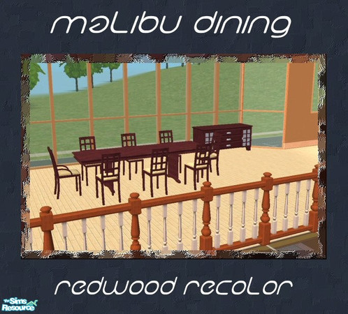Sims 2 — Malibu Dining - Redwood Recolor by Waverly — Uptown Chic. Create a sophisticated dining area with the rich style