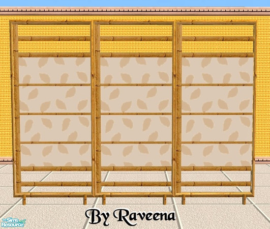 Sims 2 — Shoji Room Divider - Leaves by Raveena — You need BitzyBus's mesh for this file to work in the game. Download it