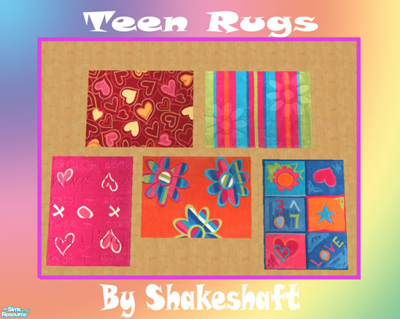 Sims 2 — Teen Rugs by Shakeshaft — A set of 5 rugs ideal for a teenagers room. ** TSRAA **