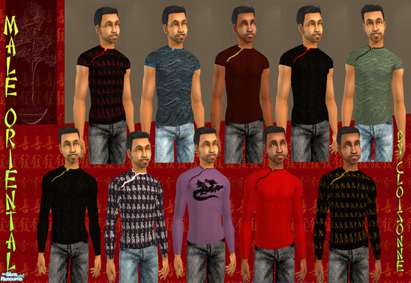 Sims 2 — Male Oriental by Cloisonne — Fine ribbed sweaters and TShirts.Made longer length will fit well with low rise