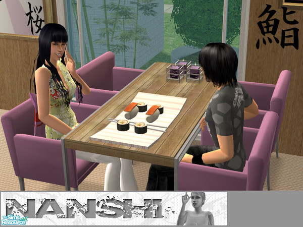 Sims 2 — Sushi for Beginners - Pink by Nanshi — Recolour of sushi set