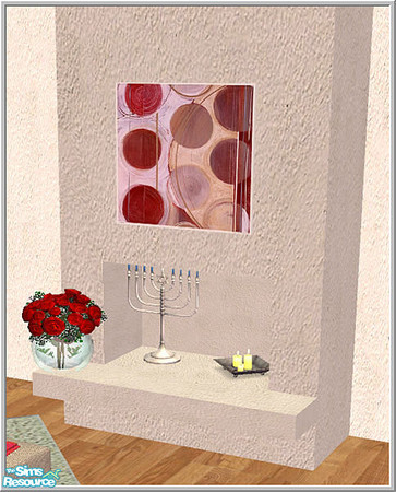 Sims 2 — living magenta - B43 Fakefireplace Magenta by Birgit43 — with vase and painting