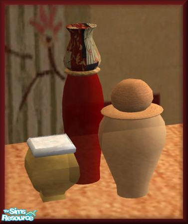 Sims 2 — NK Halle Beech BR - Deco Bottles by MoMama — Decorative bottles in red and gold and beech wood and patchwork.