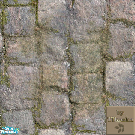 Sims 2 — Cottage Stone Set - Floor 2 Small by tlkaska — This set of aged mossy stone walls and floors is perfect for a